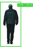 Memoreyes Municipal A person in a dark green jacket and pants stands in front of a black background, with a green border